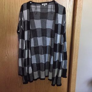 Plaid Open-Front Sweater